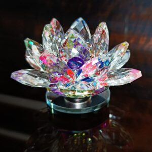 Crystal Lotus Flower Showpiece – Multicolor