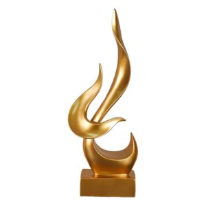 Golden Flame Abstract Crystal Sculpture