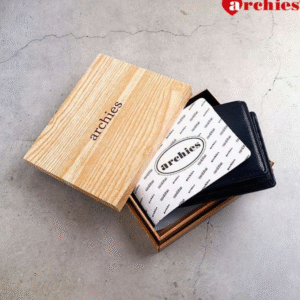 Archies Wooden Gift Box Exquisite Design Black And Brown Gents Wallet