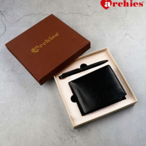 Archies Black Wallet And Pen Gift Set