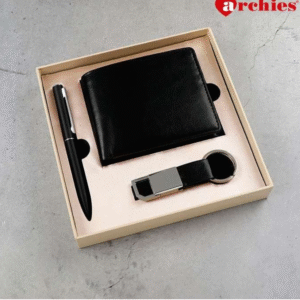 Archies Black Wallet Key Chain And Pen Gift Set