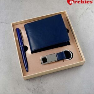 Archies Blue Wallet Key Chain And Pen Gift Set